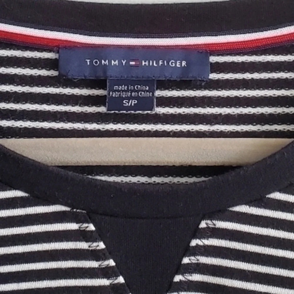 Tommy Hilfiger Size Small Crew  Neck Sweater Blue + White Stripe - Picture 2 of 3